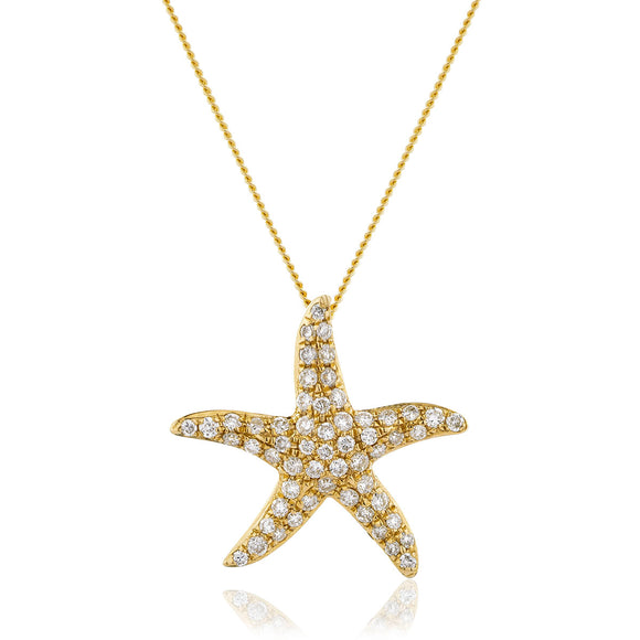 18ct Gold .25pts Diamond Starfish & Chain