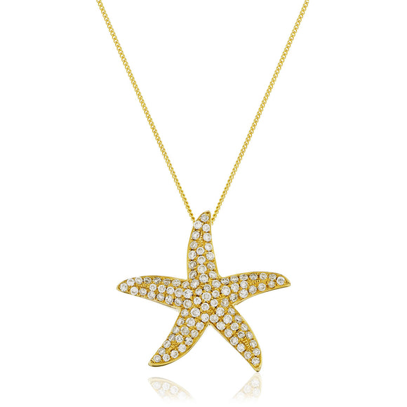 18ct Yellow Gold .70pts Diamond Starfish & Chain