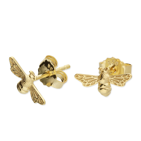 Silver Gold Plated Bee Studs