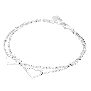 Silver Double Open Heart Bracelet