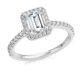 Platinum Emerald Cut Diamond .60pts Halo Ring