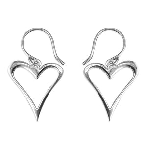 Silver Open Heart Drop Earrings