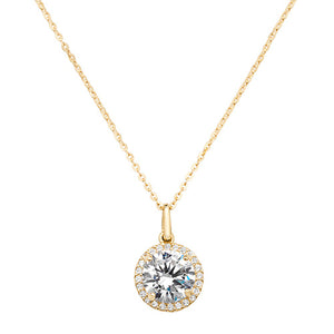 9ct Yellow Gold Cubic Zirconia Halo Necklet