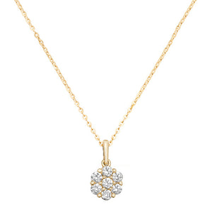 9ct Yellow Gold Cubic Zirconia Cluster Necklet